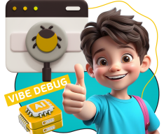 Тестирование & Vibe Debug. Охотники за багами - КИБЕРшкола программирования для детей, компьютерные курсы для школьников, начинающих и подростков - KIBERone г. Великий Новгород